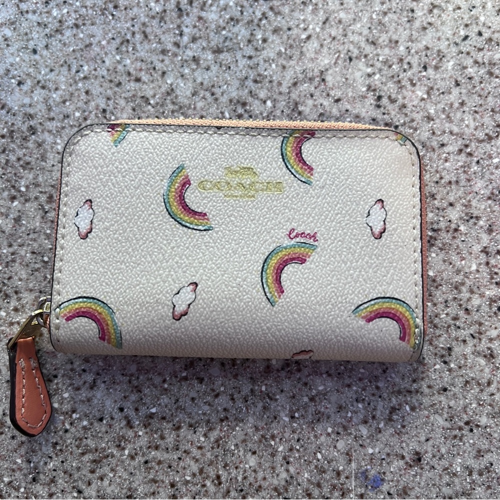 Coach Small Zip Pouch in Coral Peach with Gold Hardware